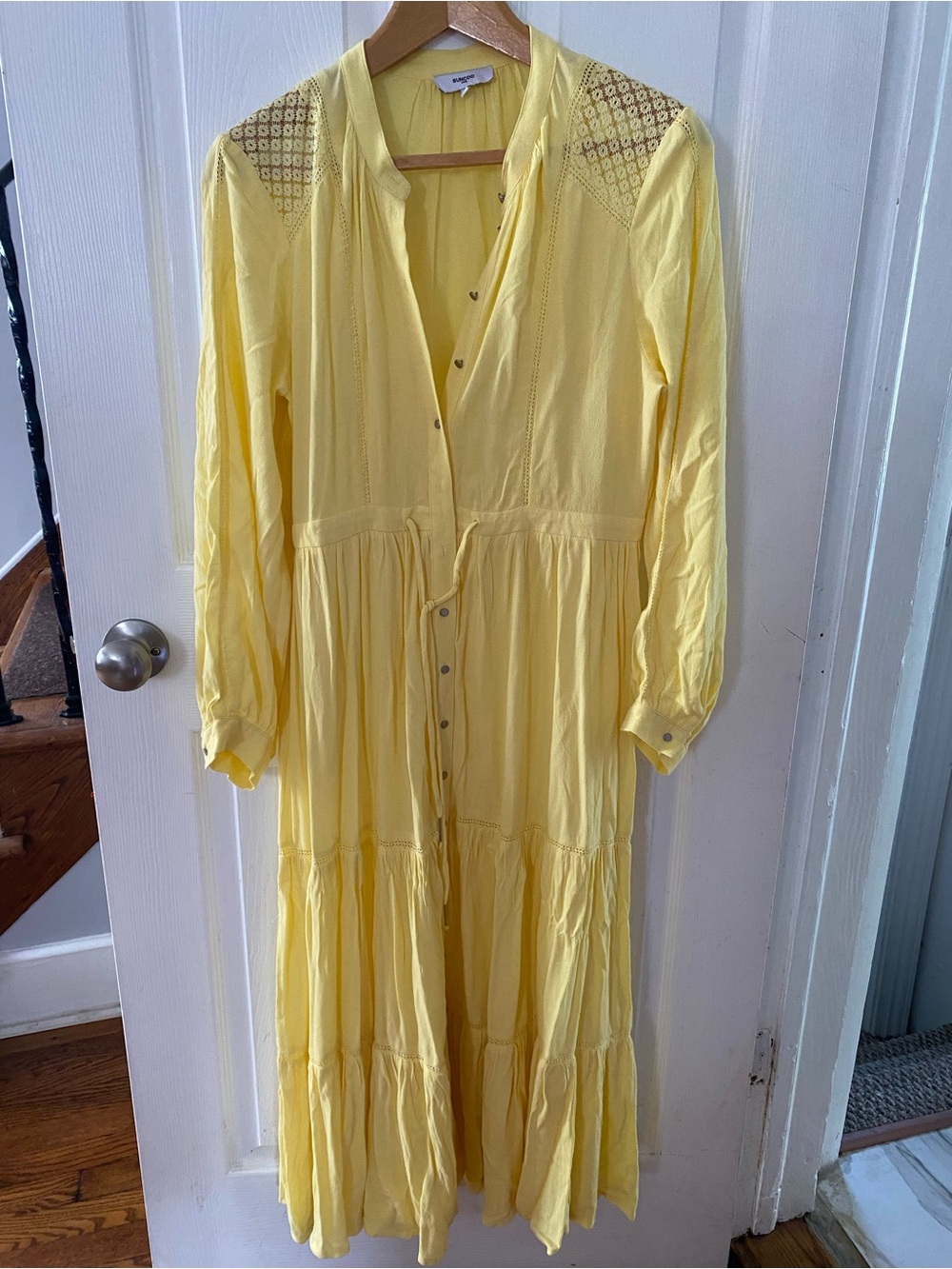 Suncoo París Lightweight Yellow Button-Front Maxi Dress by Unknown Brand